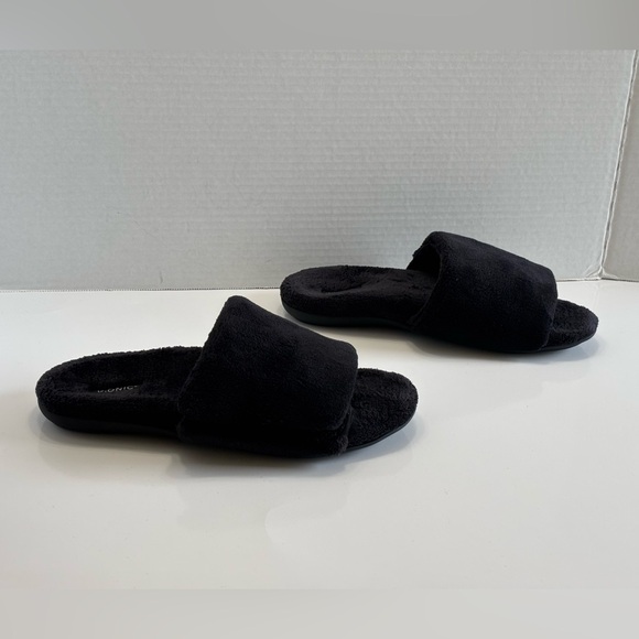 Vionic Dream Cozy Women's 8 Black Faux Fur Slide Slippers Adjustable Comfy Flats - Picture 15 of 16